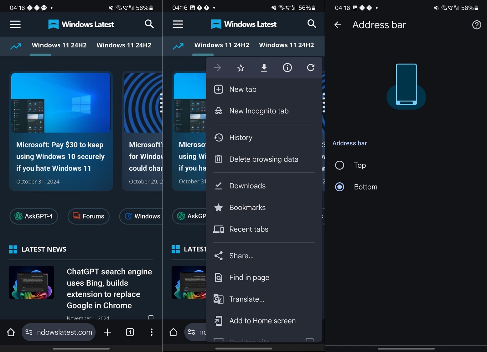 After Chrome, Microsoft Edge plans to move address bar to bottom on Android